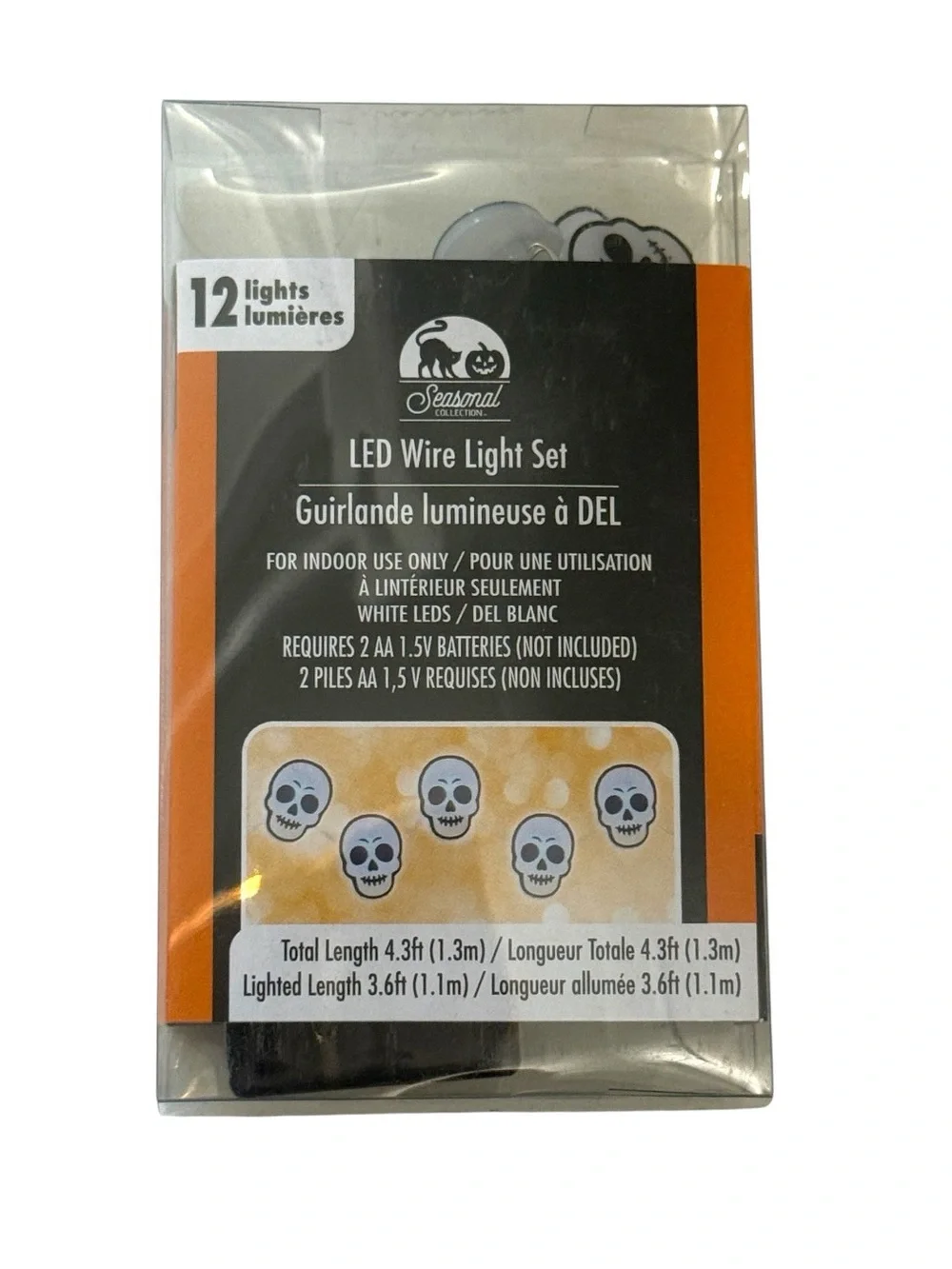 Seasonal Collection Halloween LED White Skeleton Skull String Light Sets, 3 Pack